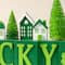 Glitzhome® 14" St. Patrick's Wooden House and Brush Trees "LUCKY" Table Decor